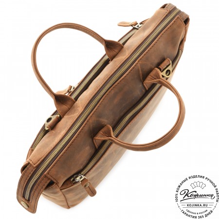  Кожаная деловая сумка "Гранд" (темно-коричневая крейзи)